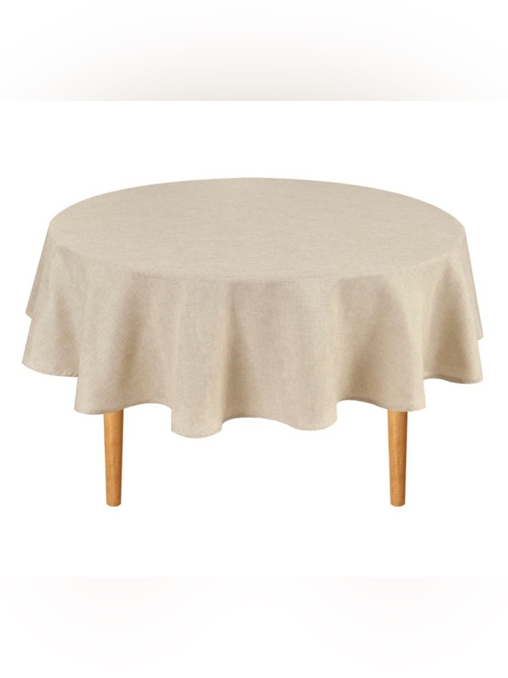 Decorative Tablecloth Wrinkle-Free Stain-Resistant Polyester 50” Round - BEIGE